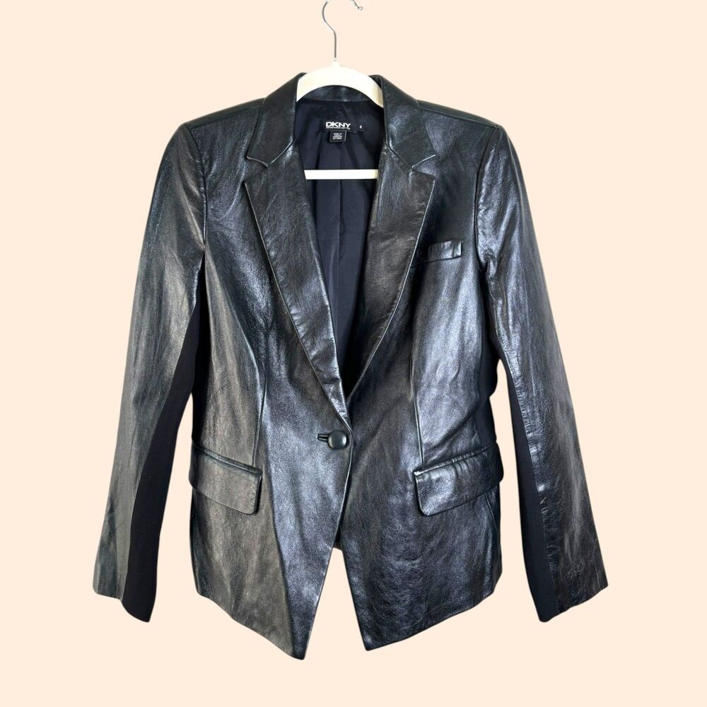 DKNY Vintage Black Leather Blazer
